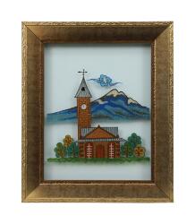 CLOCK TOWER UNDER GLASS PAINTING TABLE - 1