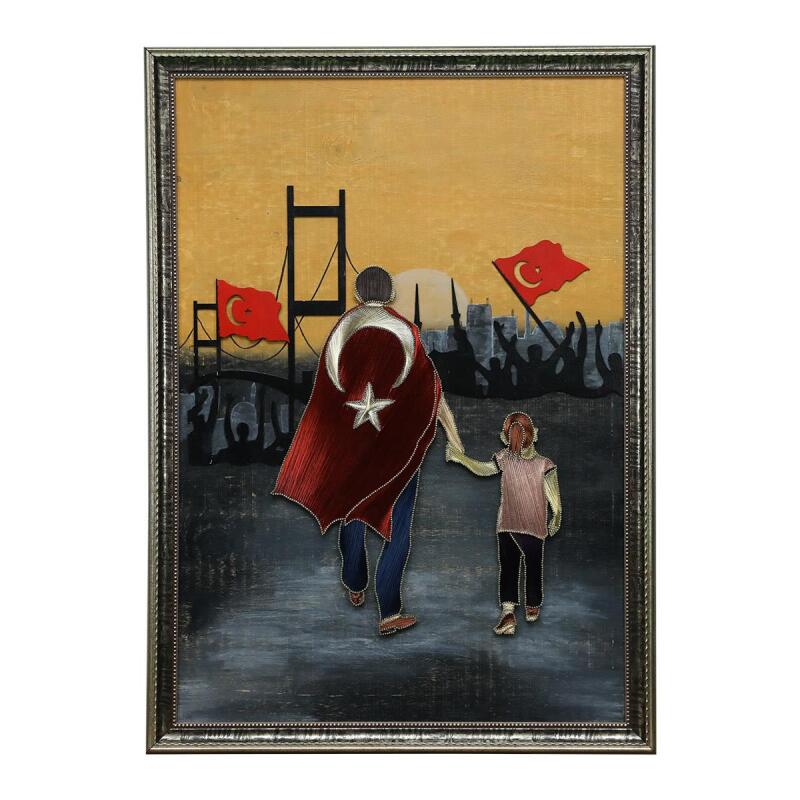 e38 EL İŞÇİLİĞİ BABA VE KIZI FİLOGRAFİ TABLO 107 x 77 cm - 6085 - 1