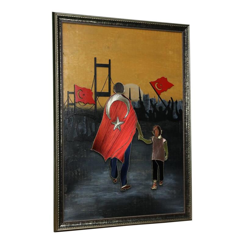 e38 EL İŞÇİLİĞİ BABA VE KIZI FİLOGRAFİ TABLO 107 x 77 cm - 6085 - 2