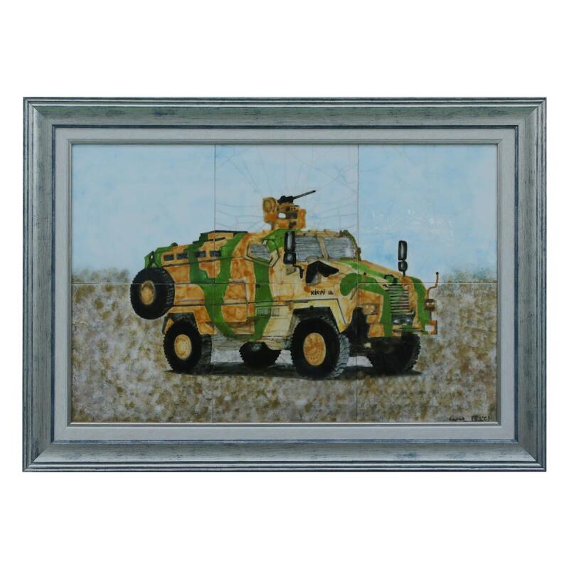 e38 EL İŞÇİLİĞİ ÇİNİ TABLO KİRPİ TANK 73x 52 cm 5984 - 1