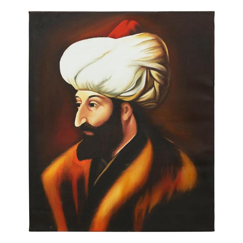 e38 EL İŞÇİLİĞİ FATİH SULTAN MEHMET YAĞLI BOYA RESİM 60*50 cm - 6127 - 1