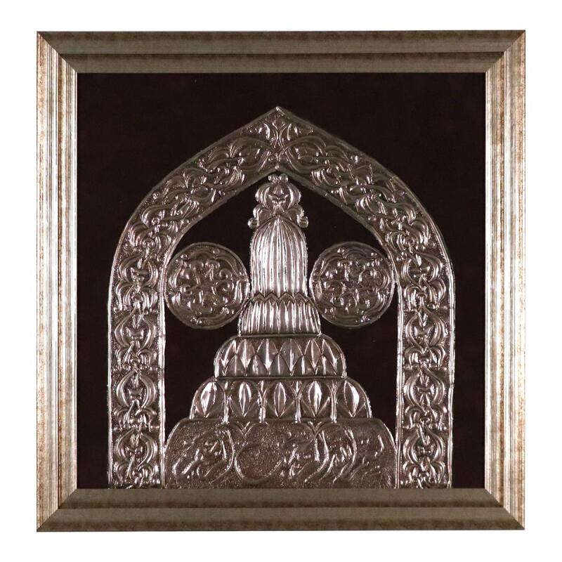 e38 EL İŞÇİLİĞİ HACIKILIÇ CAMİİ KAPISI ALİMİNYUM FOLYA KABARTMA TABLO 66 x 68 cm - 5933 - 1