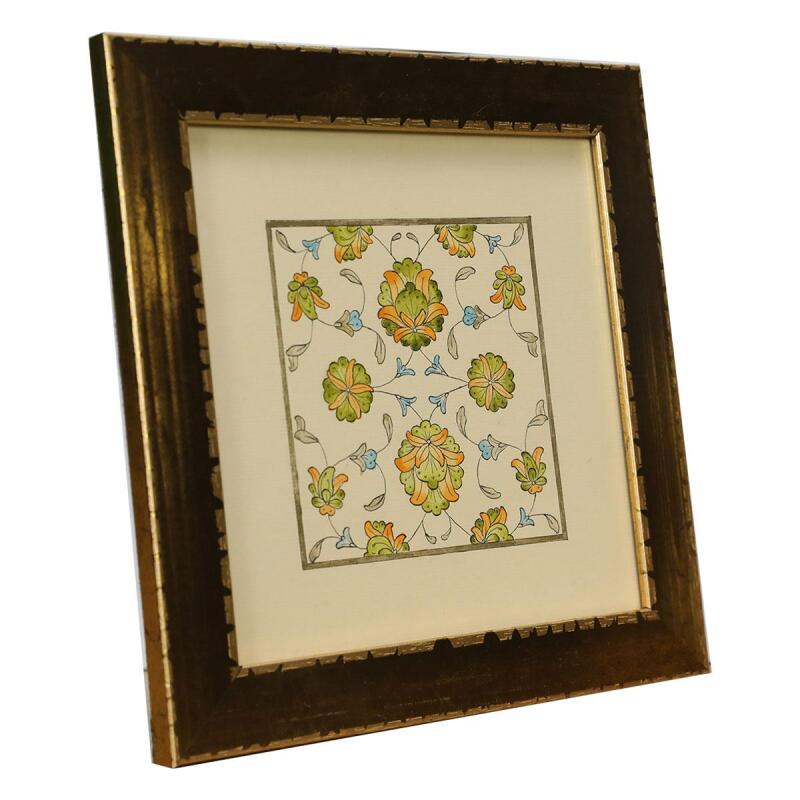 e38 EL İŞÇİLİĞİ ŞİKAF RENKLİ HALKAR TEZHİP TABLO 25 x 25 cm - 6039 - 2