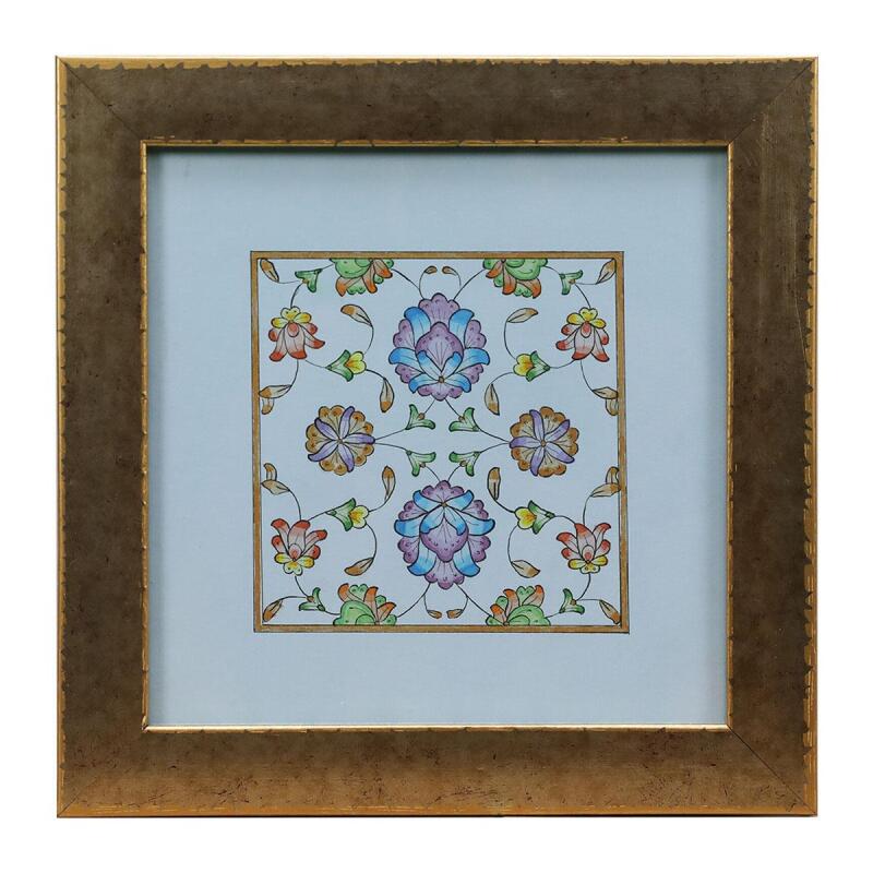 e38 EL İŞÇİLİĞİ ŞİKAF RENKLİ HALKAR TEZHİP TABLO 25 x 25 cm - 6040 - 1