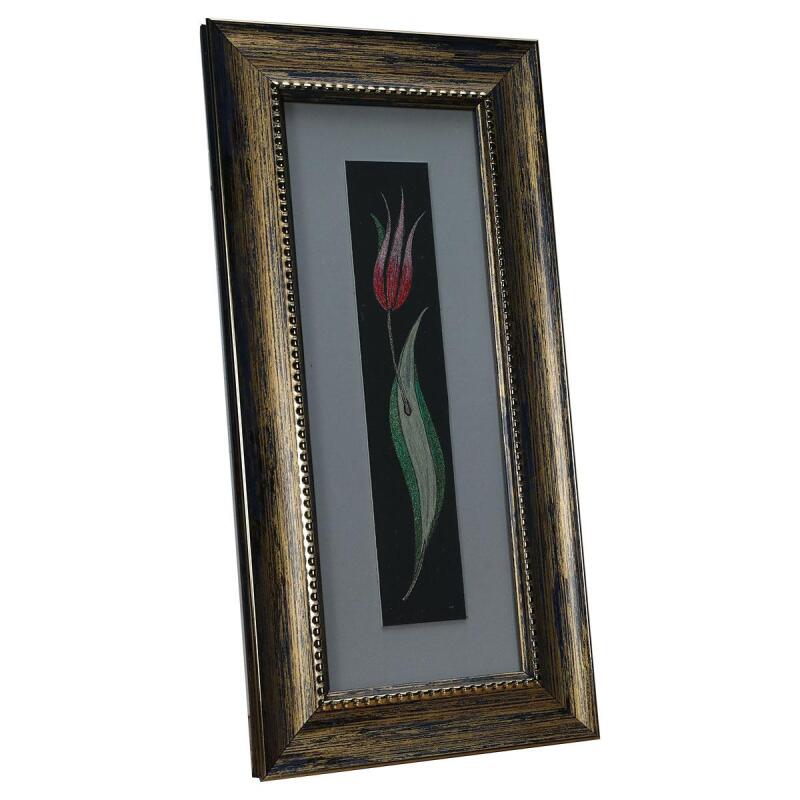 e38 EL İŞÇİLİĞİ SULU BOYA ÇİÇEK TABLO 33 x 16 cm - 6045 - 2