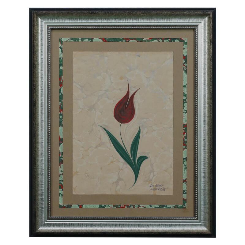 e38 HAND CRAFTED MARBLED TULIP PAINTING 55x44 cm - 5983 - 1