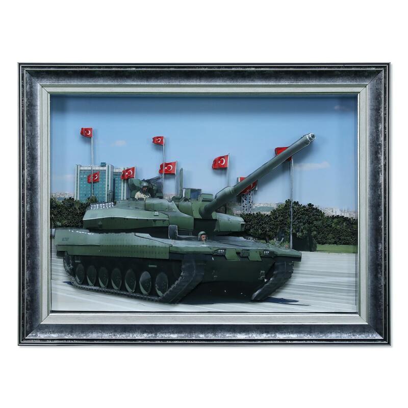 e38 HAND CRAFTED PAPER RELIEF PAINTING ALTAY TANK 82x62 cm - 6004 - 1