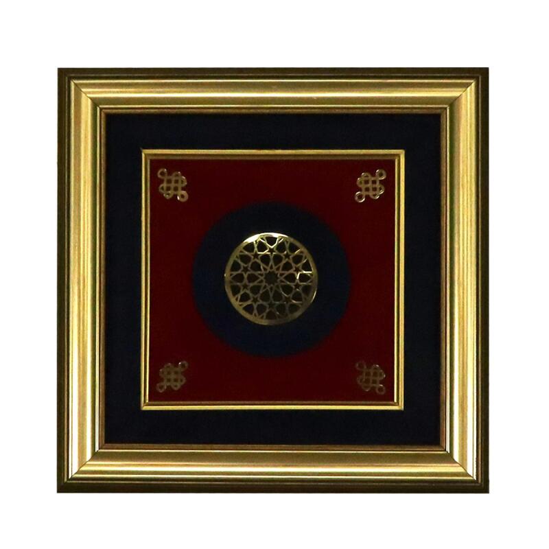 e38 HAND WORKED BRASS SELJUK STAR PAINTING 33 x 33 cm - 1015 - 1