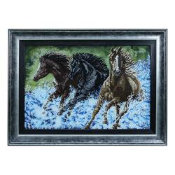 e38 HAND WORKED GLASS PAINTED HORSE PAINTING 70*54 cm - 5827 - 1