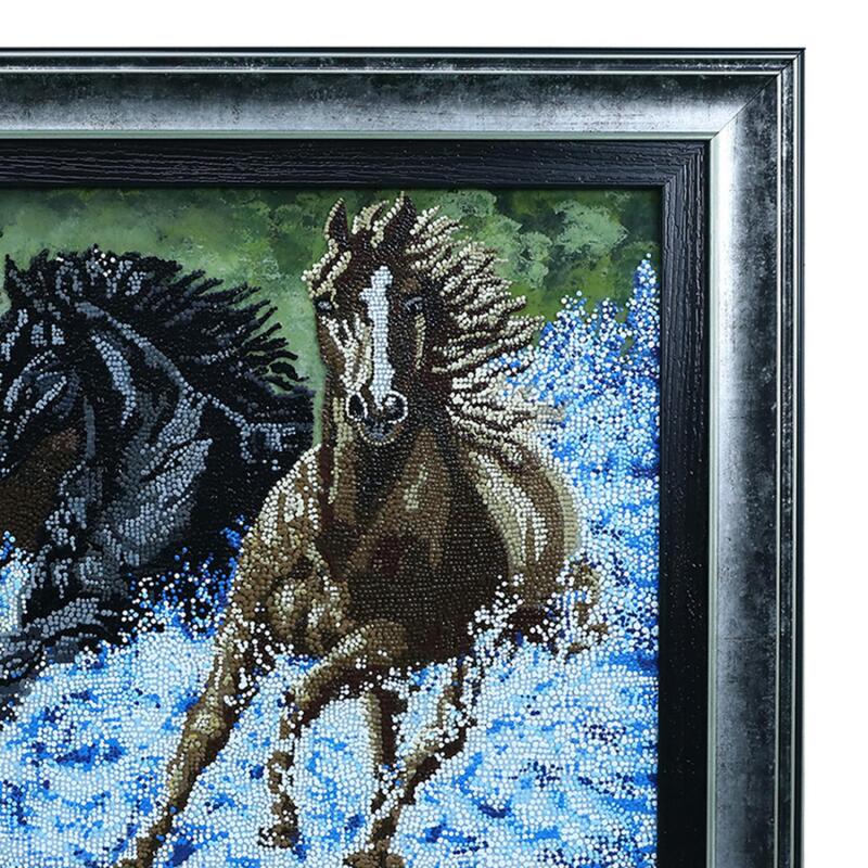 e38 HAND WORKED GLASS PAINTED HORSE PAINTING 70*54 cm - 5827 - 2