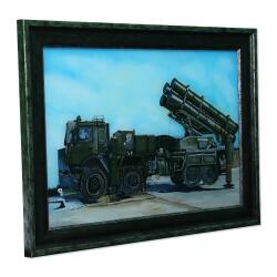 e38 HAND WORKED GLASS PAINTED PAINTING BARBAROS TIGER MISSILE 70x50 - 5999 - 2