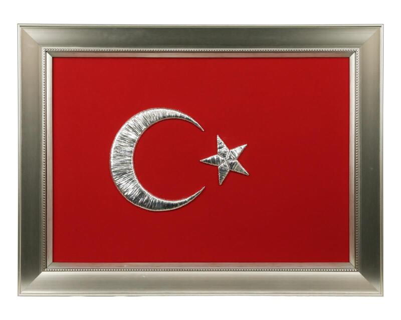 e38 HAND WORKED WIRE WRAPPED TURKISH FLAG 104x77 cm - 5118 - 1