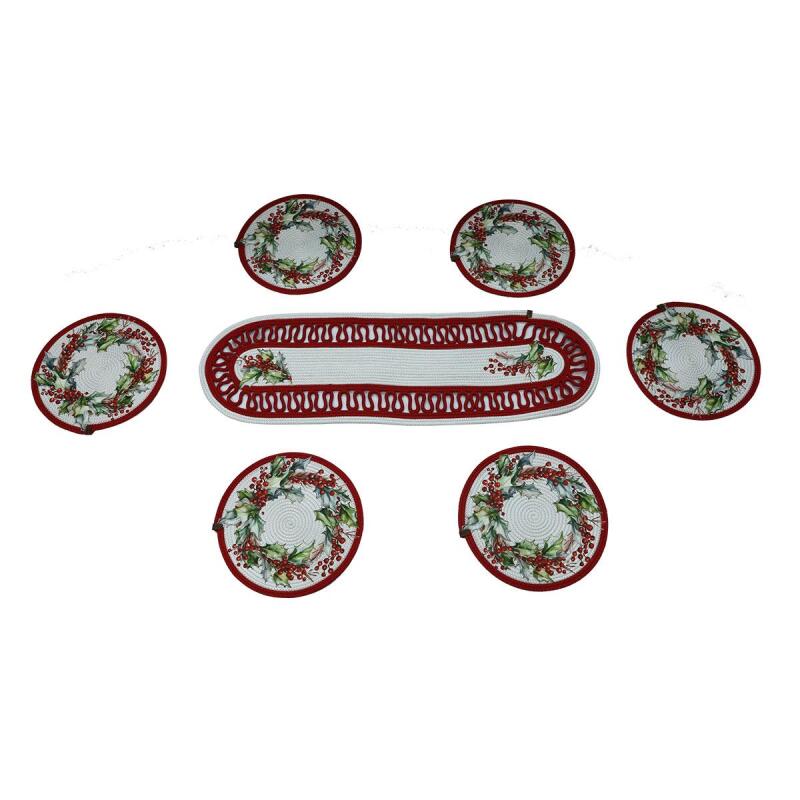 e38 HANDMADE DINNER SET JUTE BASKET, RUNNER, PRESENTATION PLATE CUT - 6167 - 3