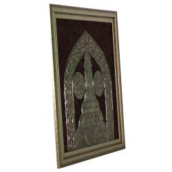 e38 HANDMADE HACIKILIÇ MOSQUE DOOR ALUMINUM FOIL EMBOSSED PAINTING 66 x 68 cm - 5933 - 2