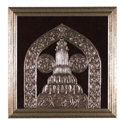 e38 HANDMADE HACIKILIÇ MOSQUE DOOR ALUMINUM FOIL EMBOSSED PAINTING 66 x 68 cm - 5933 - 1