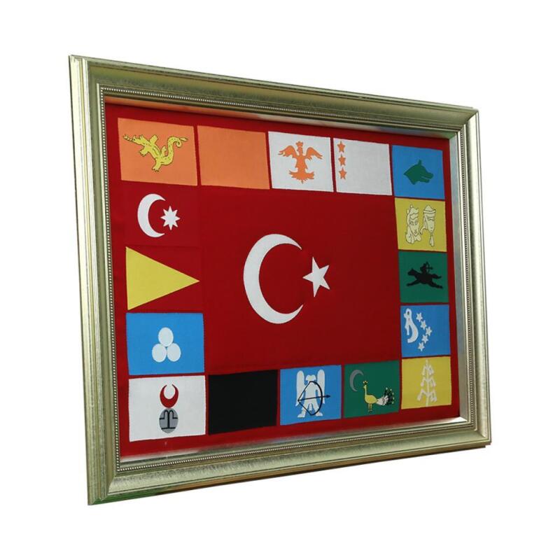 e38 HANDMADE TURKISH STATES FLAG PATCHMENT PAINTING 121 x 88 cm - 6090 - 3