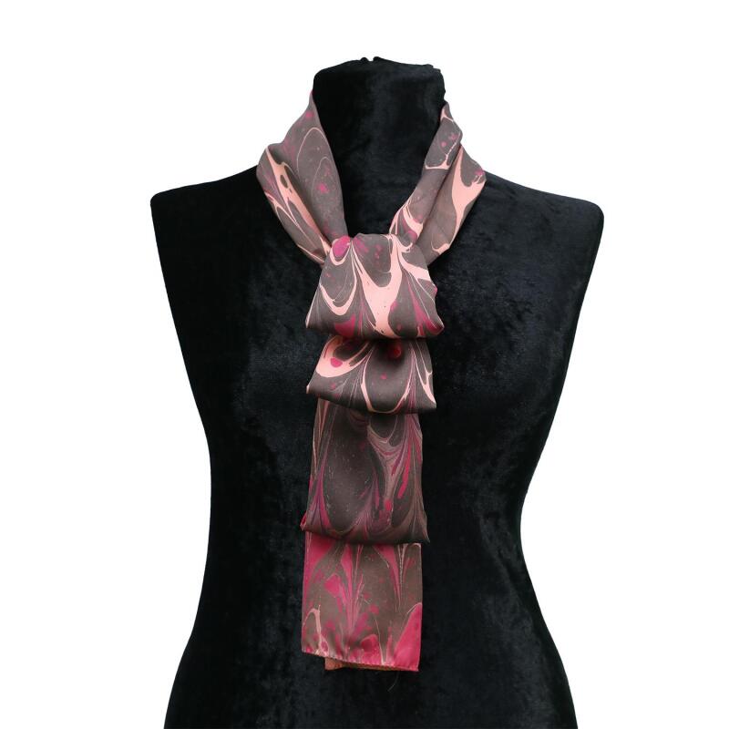 e38 HANDMADE WOMEN'S COLORED MARBLED SCARF 167*33 cm - F0021 - 1