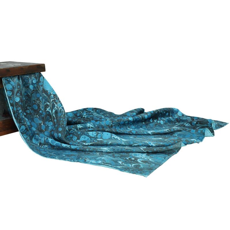 e38 HANDMADE WOMEN'S COLORED MARBLED SCARF 90*90 cm - E0097 - 1