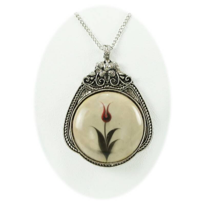 MARBLING ROUND TULIP NECKLACE - 2