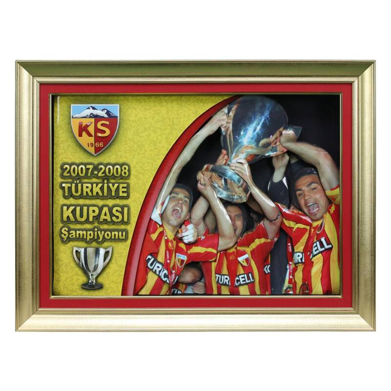 HANDMADE KAYSERİSPOR 2007-2008 ZİRAAT CUP PAPER RELIEF PAINTING 83*63 cm - 5849 - 1