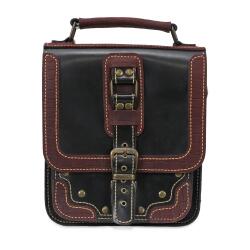 LEATHER BAG (MAROON - BLACK) - 1