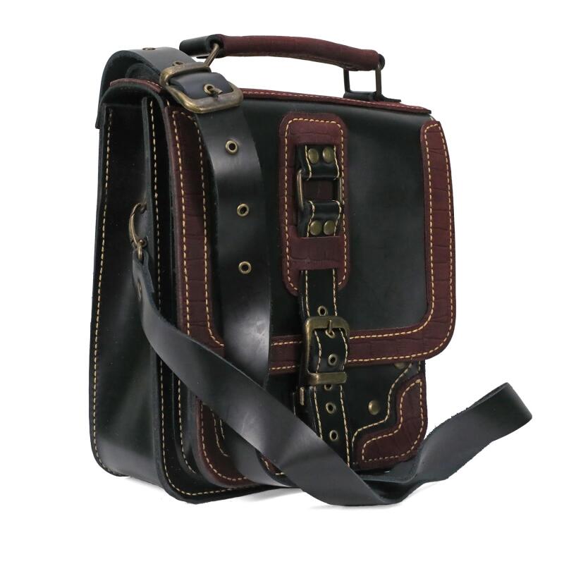 LEATHER BAG (MAROON - BLACK) - 2