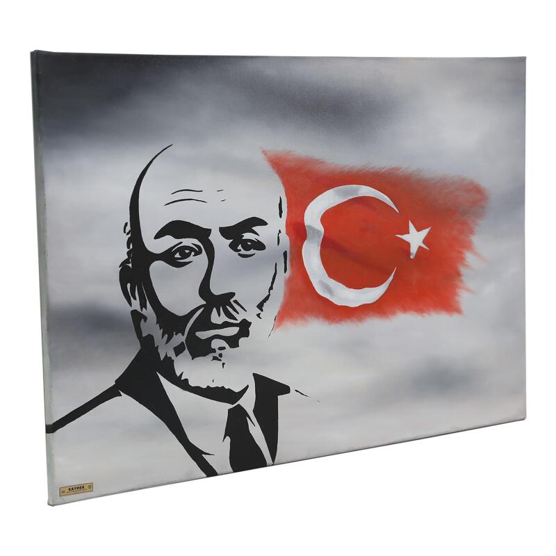 e38 EL İŞÇİLİĞİ MEHMET AKİF ERSOY YAĞLI BOYA TABLO 70*50 cm -5914 - 2